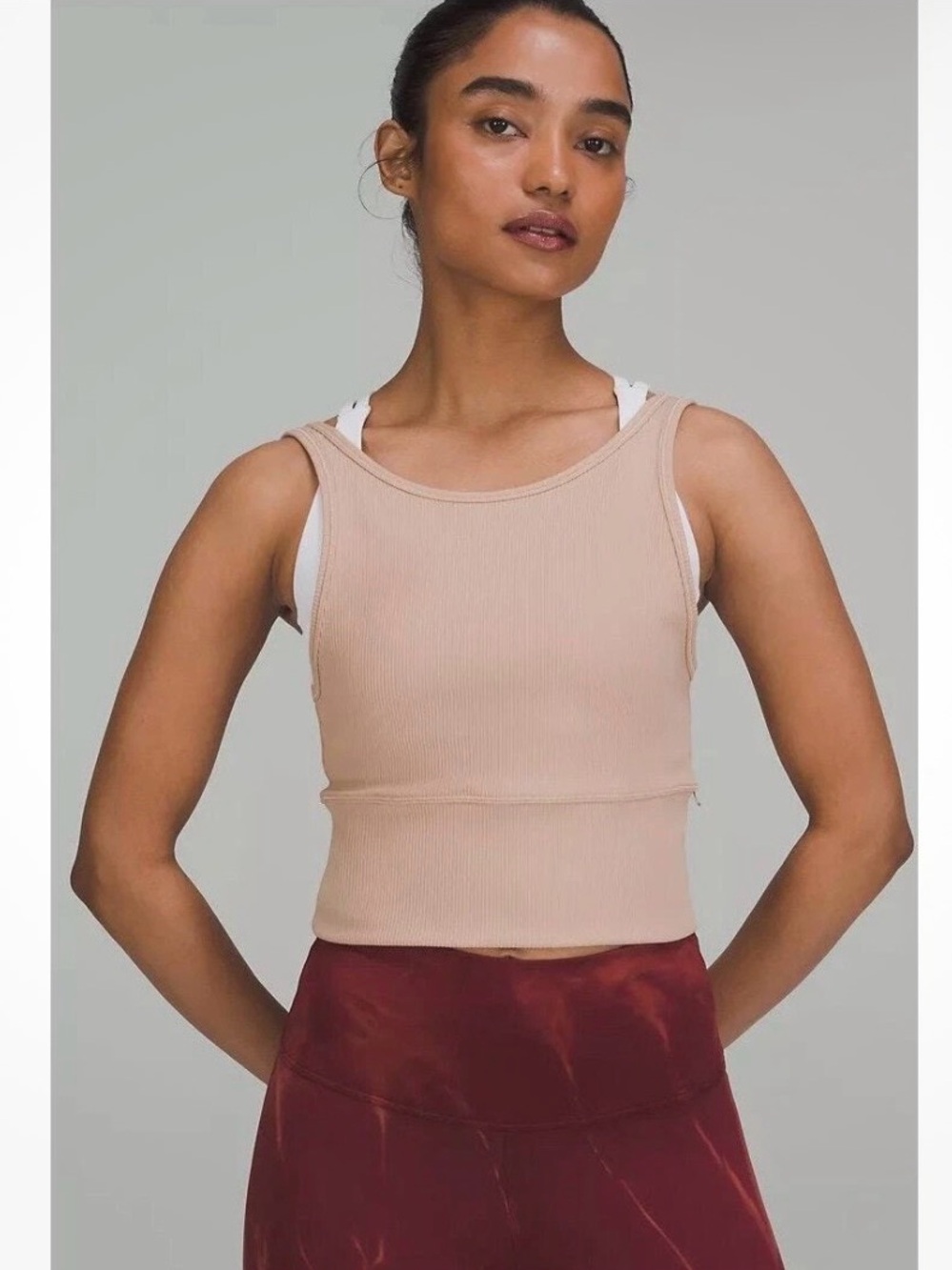Lululemon Power Pivot Ribbed Tank Top - clay - Size 4